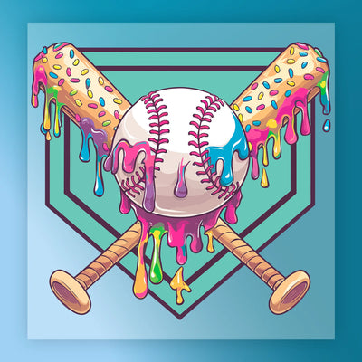 Colorful Baseball and Bats Design - Ready to Press - InkMerge DTF Transfer