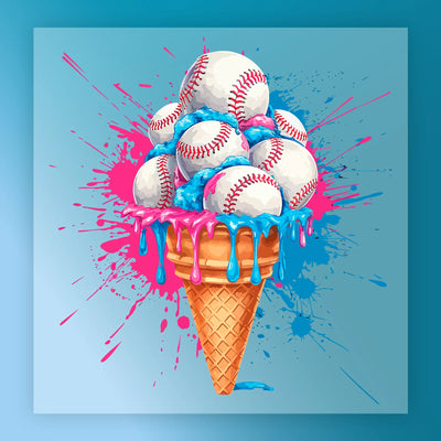 Baseball Ice Cream Cone Design - Ready to Press - InkMerge DTF Transfer