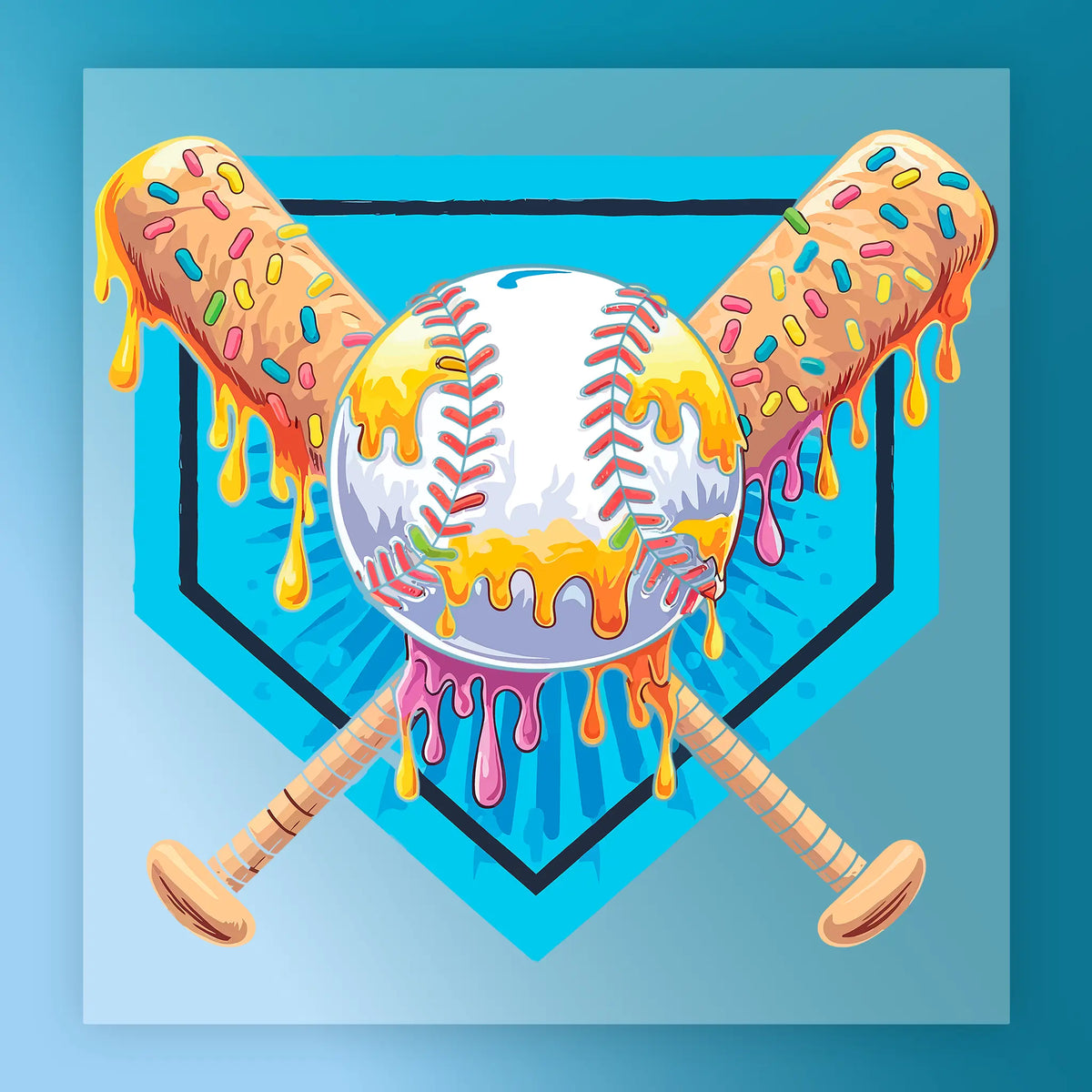 Baseball Ice Cream DTF Transfer - Ready to Press Vibrant Colors
