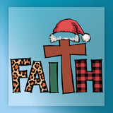 Faith Christmas Design with Cross and Santa Hat DTF Transfer - InkMerge Heat Press Design