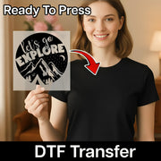 Let's Go Explore Adventure Design DTF Transfer - InkMerge Heat Press Design