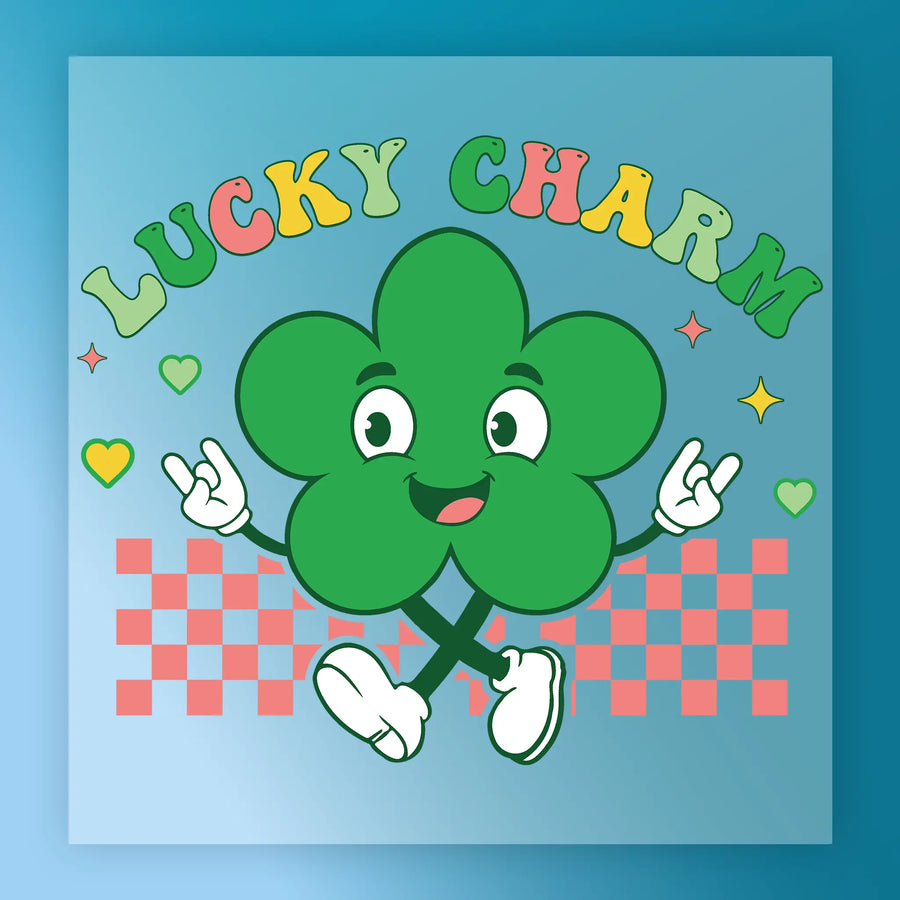 'Lucky Charm' Cartoon Clover Shirt Design DTF Transfer - InkMerge Heat Press Design