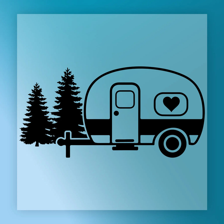 Adventure Camper Silhouette with Heart DTF Transfer - InkMerge Heat Press Design