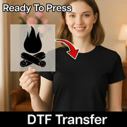 Campfire Adventure Silhouette DTF Transfer - InkMerge Heat Press Design