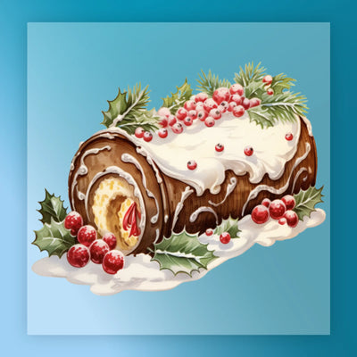 Yule Log Cake Art - Ready to Press - InkMerge DTF Transfer