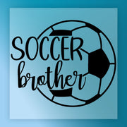 a soccer ball with the text "SOCCER brother" written on it.