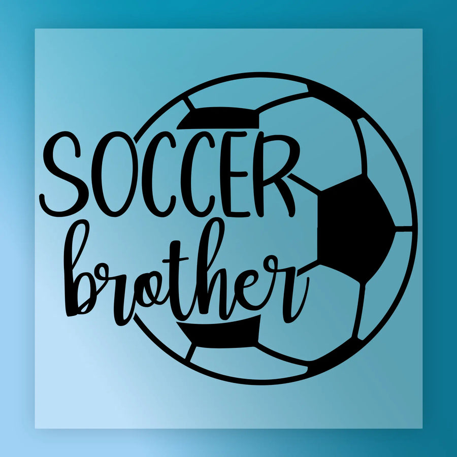 a soccer ball with the text "SOCCER brother" written on it.