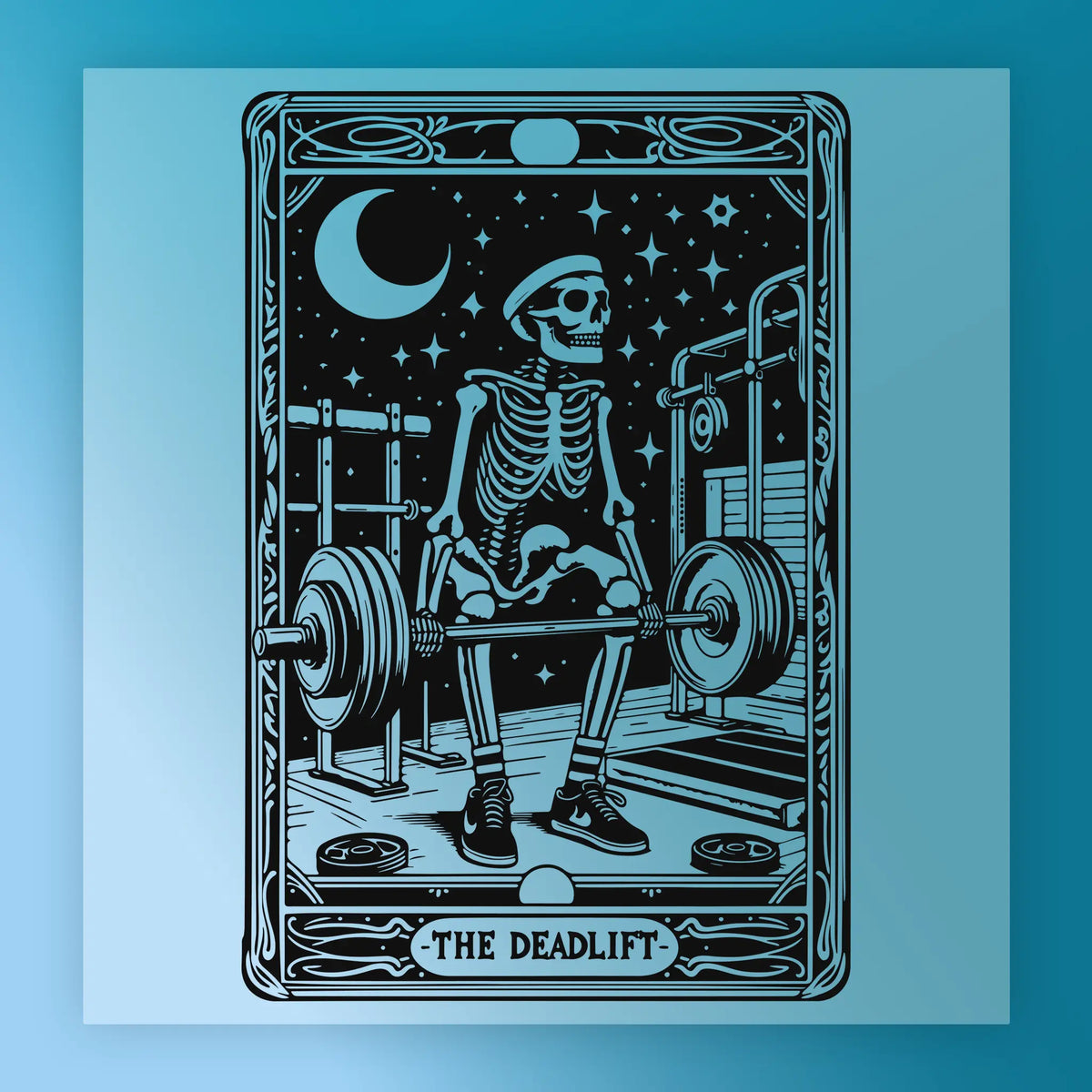 Skeleton Deadlift Tarot Design