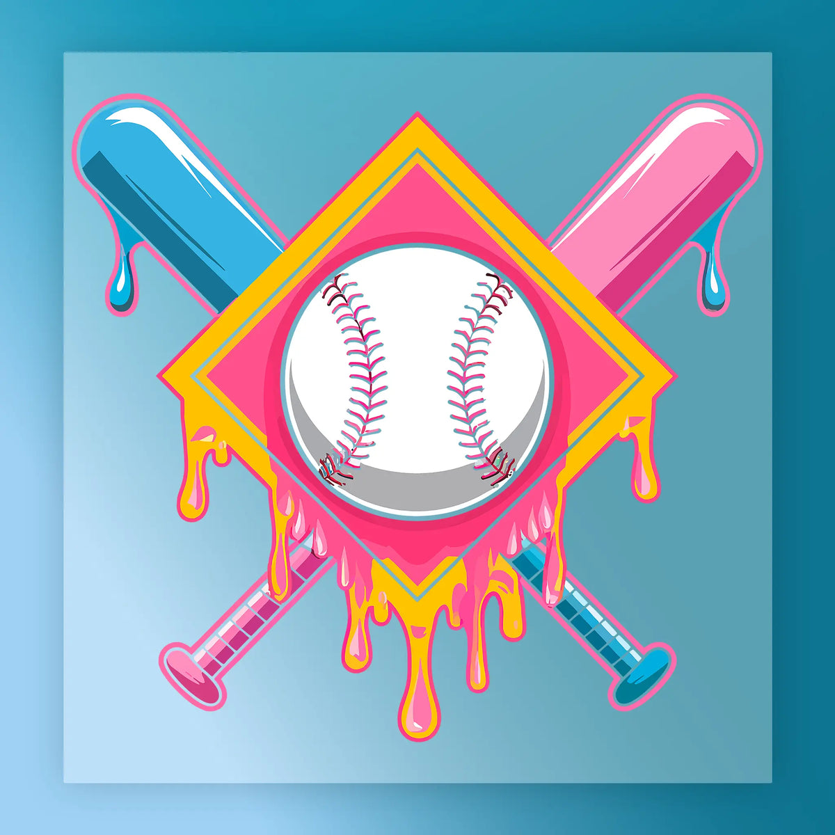 Dripping Paint Baseball Art