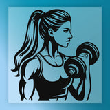 Empowered Woman Lifting Dumbbell DTF Transfer - InkMerge Heat Press Design