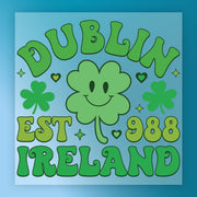 Dublin Est 988 Ireland Shamrock DTF Transfer - InkMerge Heat Press Design
