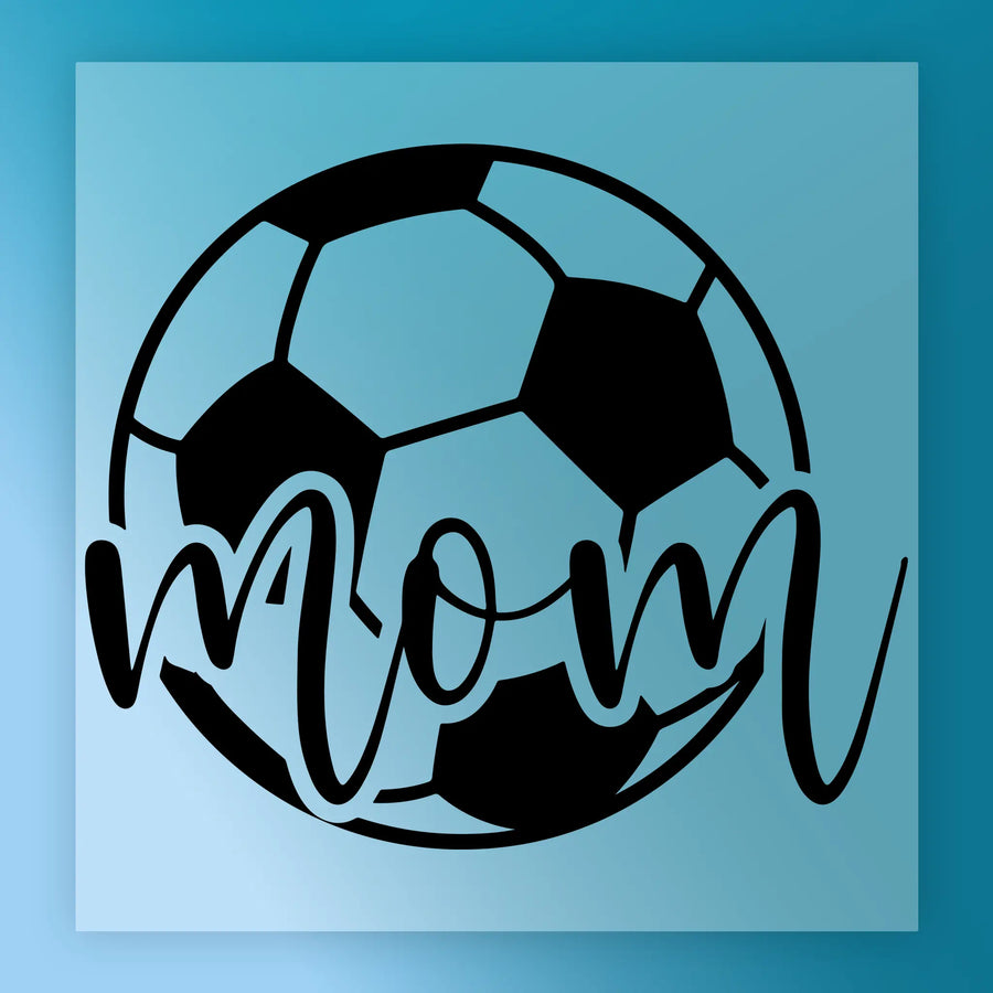 A soccer ball with the word "momm" written on it in a stylized font.