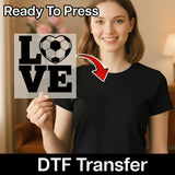 LOVE Heart Soccer Ball Shirt Design DTF Transfer - InkMerge Heat Press Design