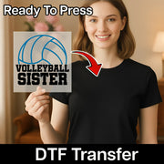 A smiling woman holding a sign with the text "Volleyball Sister" on it, with a red arrow pointing to the sign.
