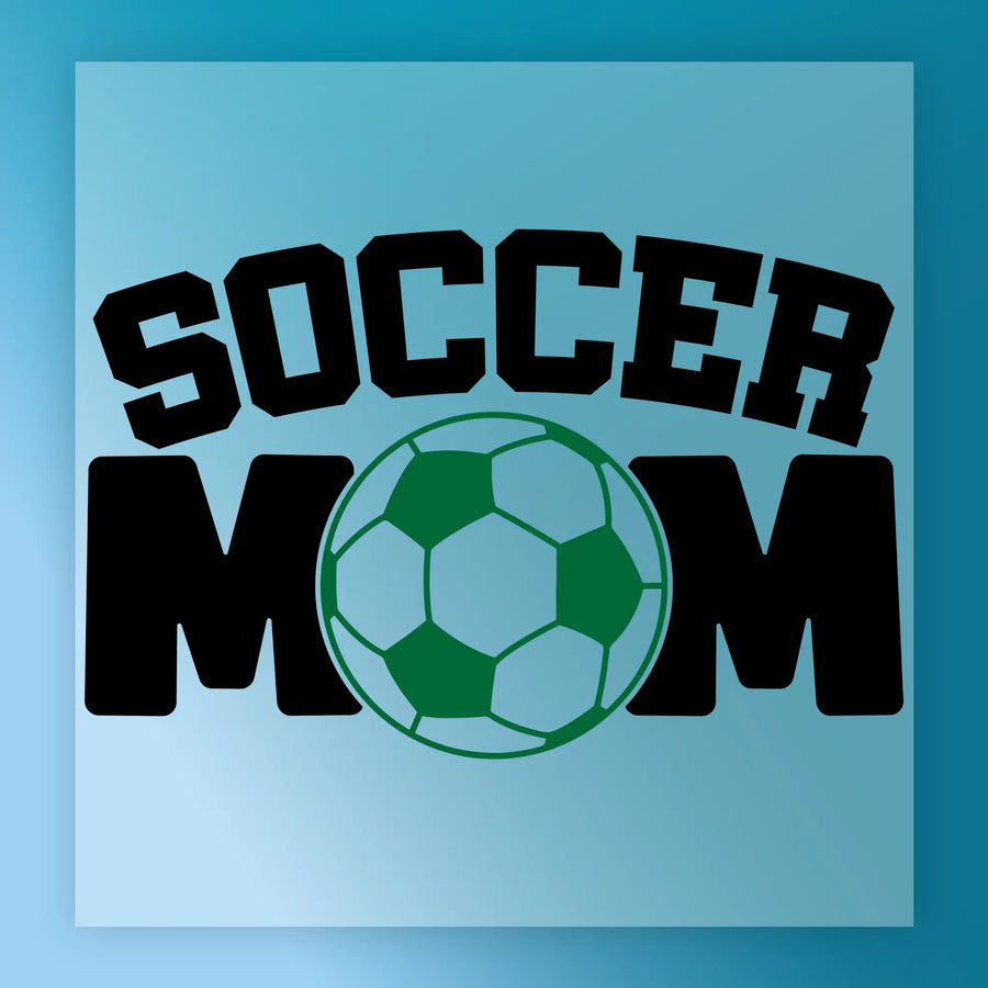 a soccer ball with the text "SOCCER MOM" written above it, which is a creative and playful design.