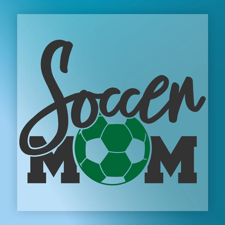 a soccer ball and the text "Soccer Mom" in a stylized font.