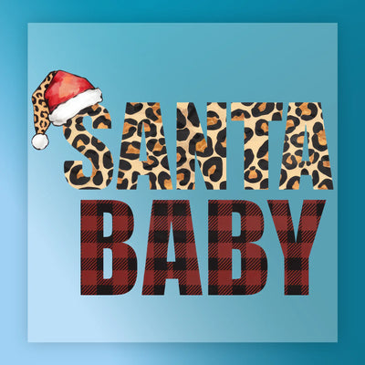 Santa Baby Leopard Plaid Design - Ready to Press - InkMerge DTF Transfer