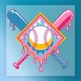 Dripping Baseball Crossed Bats Design DTF Transfer - InkMerge Heat Press Design