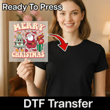 Merry Christmas Santa & Tree Design DTF Transfer - InkMerge Heat Press Design