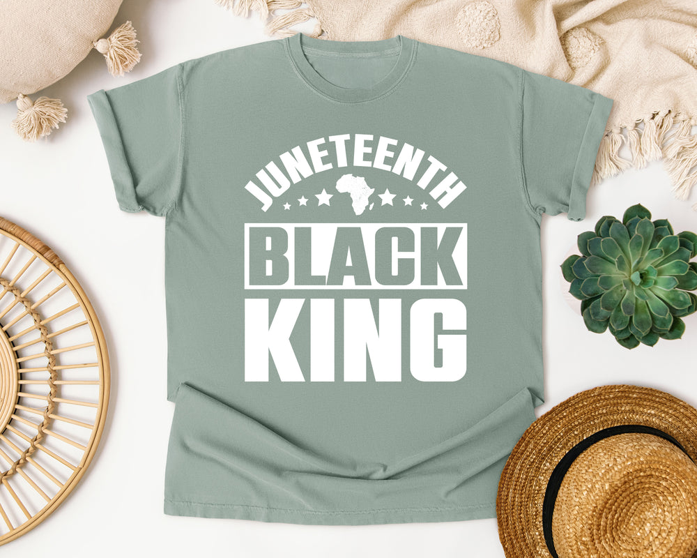 Juneteenth Black King White Ink graphic tee in Bay Comfort Colors 1717