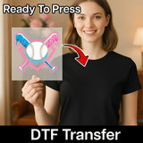Creative Baseball Heart Design DTF Transfer - InkMerge Heat Press Design