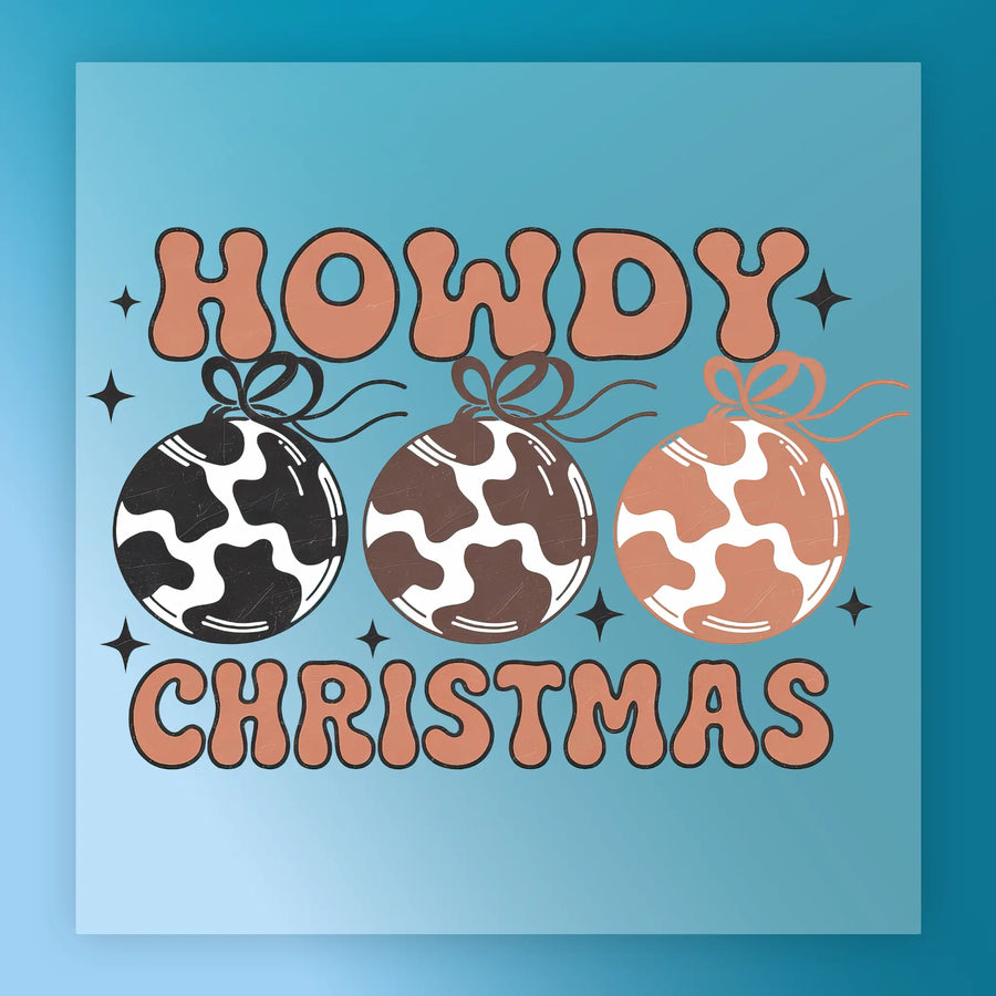 Howdy Christmas Western Design DTF Transfer - InkMerge Heat Press Design