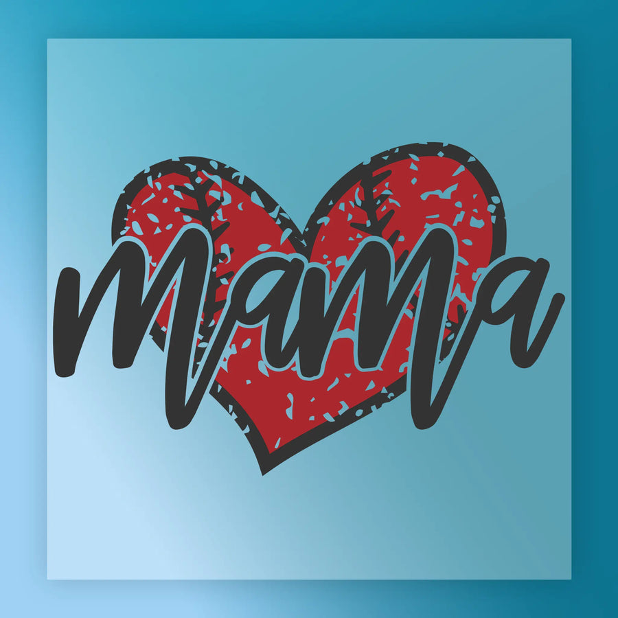 a heart with the word "Mama" written inside it, set against a blue background.