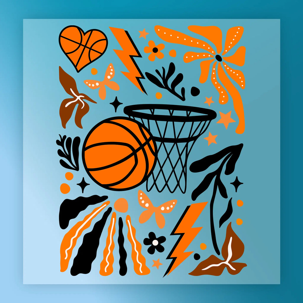 Basketball Heart Design - Heat Press Ready