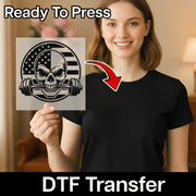 A woman holding a sign with a skull and barbell graphic, and there is a red arrow pointing to her chest.