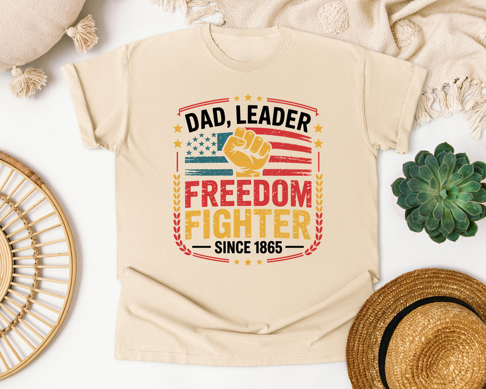 Dad Leader Freedom Fighter graphic tee in Ivory Comfort Colors 1717