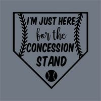 The InkMerge I’m Just Here DTF Transfer – Ready to Press features a home plate graphic with baseball stitching, playful text, and a small baseball—perfect for heat press or DTF projects.
