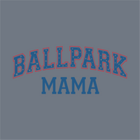The Blue Ballpark Mama DTF Transfer by InkMerge features bold, blue 
