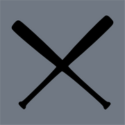 InkMerge's Crossed Baseball Bats DTF Transfer features a black silhouette of two crossed bats on a gray background—ideal for custom apparel or effortless application.