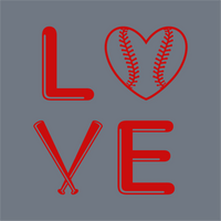 The InkMerge LOVE Baseball Heart DTF Transfer – Ready to Press features 