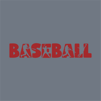 Showcase the word BASEBALL in bold red letters with player silhouettes integrated into each letter on gray—perfect for your next Baseball DTF transfer. Get the Baseball Silhouette Wordmark DTF Transfer – Ready to Press from InkMerge!.