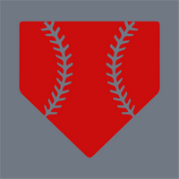 The InkMerge Home Plate Stitches DTF Transfer – Ready to Press features a bold red home plate with baseball stitching on a gray background, perfect for standout heat press designs or unique Home Plate DTF projects.