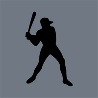 The InkMerge Batter Up Silhouette DTF Transfer – Ready to Press features a baseball player in a batting stance on a gray background, ideal for displaying team gear or creating bold baseball-themed apparel.