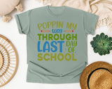 Poppin My Way Through Last Day Of School Grey graphic tee in Bay
