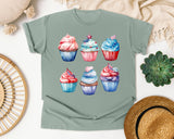 Patriotic Cupcakes Grey graphic tee in Bay