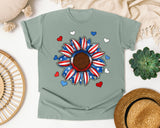 Patriotic Sunflower Hearts graphic tee in Bay