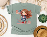 Girl With Flag Running graphic tee in Bay