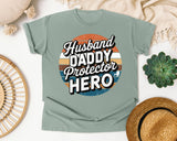 Husband Daddy Protector Hero Black graphic tee in Bay