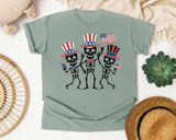 Three Skeletons With Flags graphic tee in Bay