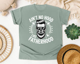 Ain't No Hood Like Fatherhood White graphic tee in Bay