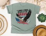 Land Of The Free Because Of The Brave Black graphic tee in Bay