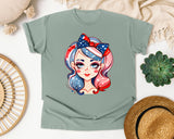 Patriotic Girl With Bow graphic tee in Bay