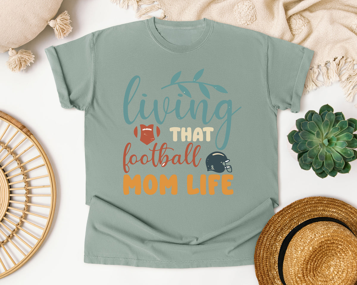 Living That Football Mom Life Helmet graphic tee in Bay