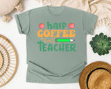 Half Coffee Half Teacher graphic tee in Bay