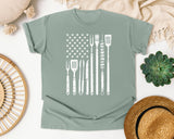 BBQ Tools American Flag White graphic tee in Bay