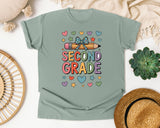 Second Grade Pencil Bow Graphic Tee graphic tee in Bay